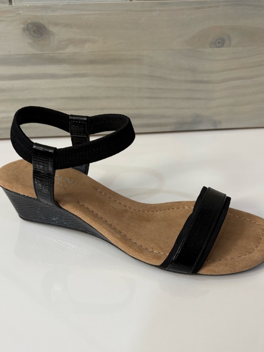 Alfani Black Ankle-Strap Wedge Sandal